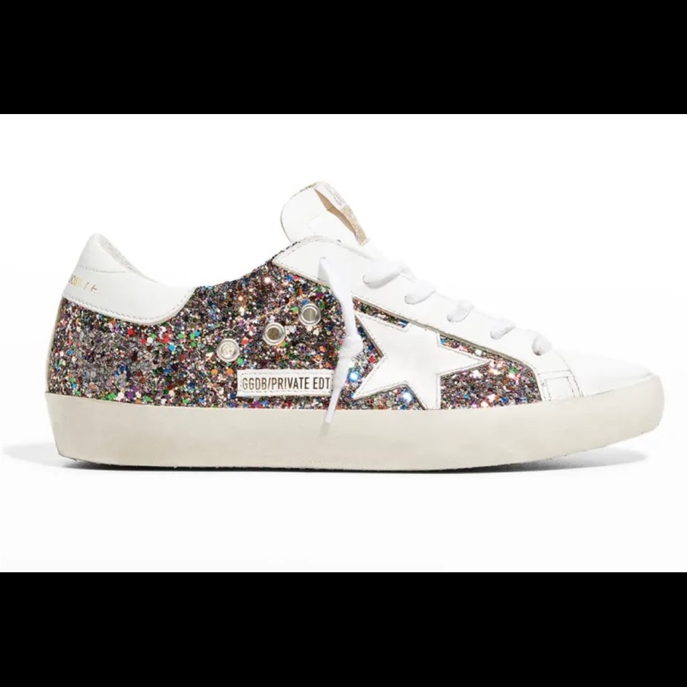 Golden goose Superstar size 38 (7.5 or 8 multi glitter with white leather. Cute!